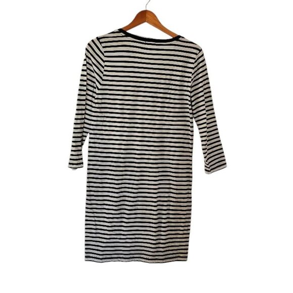 J Crew Factory Womens S T-Shirt Dress 3/4 Sleeve Striped Navy Blue White 100% Co - Picture 7 of 9